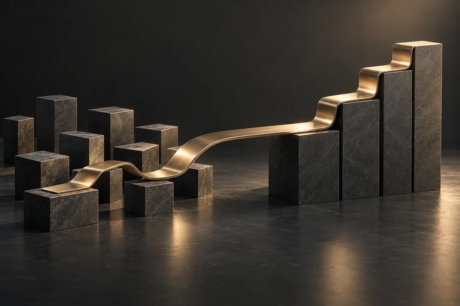 A continuous champagne pathway connecting separated graphite processes into one system
